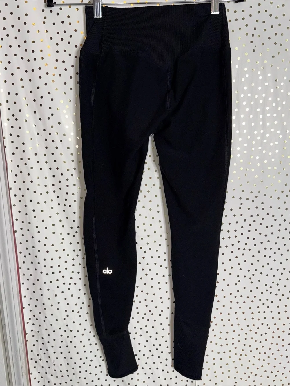 Alo Yoga Black High-Waist Ribbed Leggings